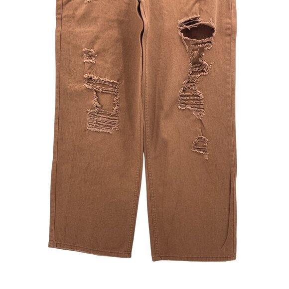 Madden NYC Women’s High Rise Brown Distressed Straight Leg Jeans Size 11 Cotton - Picture 5 of 12